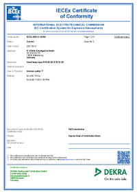 Thumbnail of document Ex certificate IECEXBVS210070 X 000 00 19977